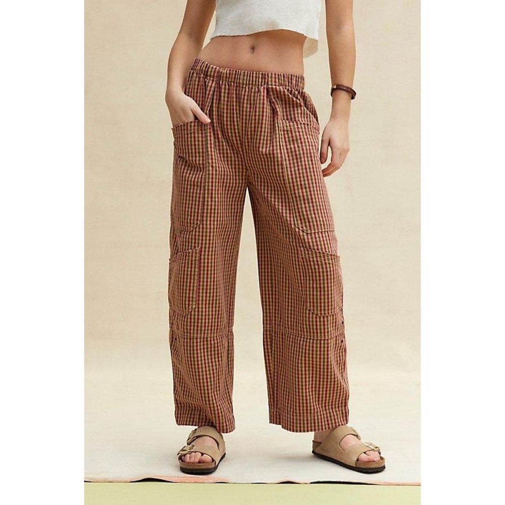 BDG Urban Outfitters Plaid Wide Leg Cargo Pants XXL Cinch Back fall baggy 90s